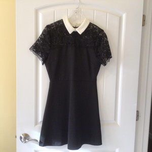 Women's She + Sky short sleeve, lace yoke black dress, Size L